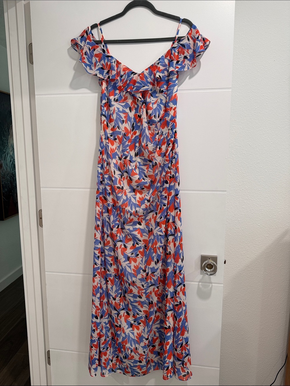 Ralph Lauren Floral Off-Shoulder Maxi Dress in Red/orange, Blue, and White